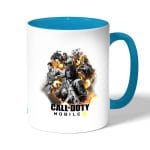 كوب قهوة بمقبض ازرق فاتح بتصميم كول أوف ديوتي ألعاب تصويب