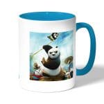 كوب قهوة بمقبض ازرق فاتح بتصميم كونغ فو باندا 3