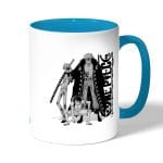 كوب قهوة بمقبض ازرق فاتح بتصميم لاو ولوفي ون بيس