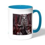 كوب قهوة بمقبض ازرق فاتح بتصميم لعبه الرعب والنجاة بلود بورن