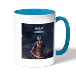 كوب قهوة بمقبض ازرق فاتح بتصميم مقاتل ذا ويتشر 3 وايلد هانت