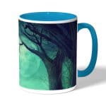 كوب قهوة بمقبض ازرق فاتح بتصميم هالوين مخيف