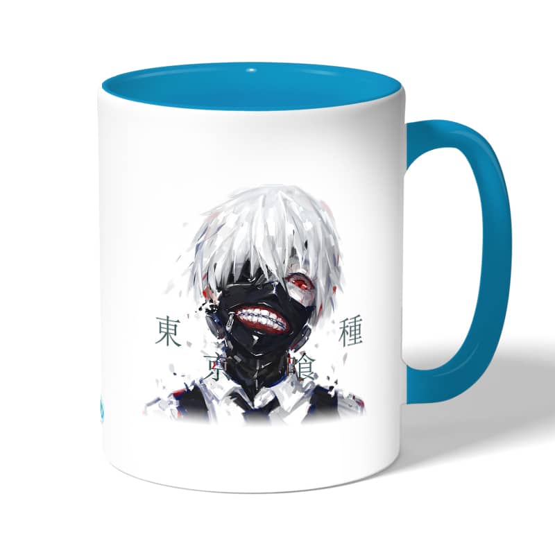 كوب قهوة بمقبض ازرق فاتح بتصميم وحش طوكيو الغول كوب قهوة بمقبض ازرق فاتح بتصميم وحش طوكيو الغول