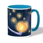 كوب قهوة بمقبض ازرق فاتح بتصميم وداع إيس ون بيس