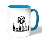 كوب قهوة بمقبض ازرق فاتح بتصميم وداع الأميره فيفي ون بيس