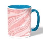 كوب قهوة بمقبض ازرق فاتح بتصميم وردي