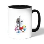 كوب قهوة بمقبض اسود بتصميم آرمي بتس شخصيات BT21