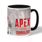 كوب قهوة بمقبض اسود بتصميم أبيكس ليجندز جبل طارق