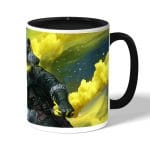 كوب قهوة بمقبض اسود بتصميم أبيكس ليجندز كوستيك