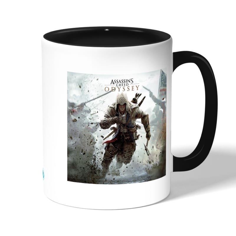 كوب قهوة بمقبض اسود بتصميم أساسنز كريد وسط الحرب كوب قهوة بمقبض اسود بتصميم أساسنز كريد وسط الحرب