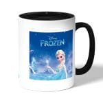 كوب قهوة بمقبض اسود بتصميم إلسا ملكة الثلج