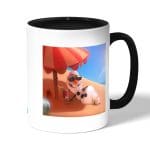 كوب قهوة بمقبض اسود بتصميم اجازه أولاف