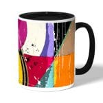 كوب قهوة بمقبض اسود بتصميم اشكال هندسيه