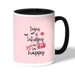 كوب قهوة بمقبض اسود بتصميم الأجازه