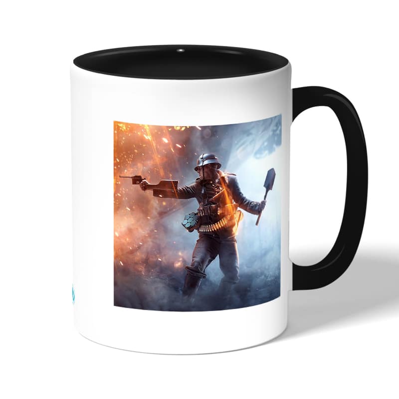 كوب قهوة بمقبض اسود بتصميم الاستعداد للمعركة  باتلفيلد كوب قهوة بمقبض اسود بتصميم الاستعداد للمعركة  باتلفيلد