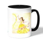 كوب قهوة بمقبض اسود بتصميم الاميرة بيلا فيلم الجميلة والوحش