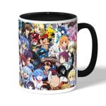 كوب قهوة بمقبض اسود بتصميم الشخصيات اللطيفه كل الانميات
