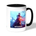 كوب قهوة بمقبض اسود بتصميم الفتاة المحاربة باتلفيلد 1