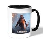 كوب قهوة بمقبض اسود بتصميم اللعبه القتاليه باتلفيلد 1