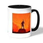 كوب قهوة بمقبض اسود بتصميم المحارب فورت نايت