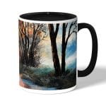 كوب قهوة بمقبض اسود بتصميم انعكاس الغروب