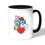 كوب قهوة بمقبض اسود بتصميم بتس شخصيات BT21