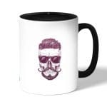 كوب قهوة بمقبض اسود بتصميم جمجمه انيقه