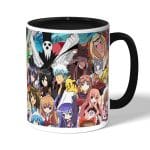 كوب قهوة بمقبض اسود بتصميم جنون الانميات