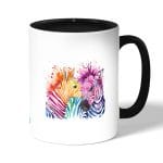 كوب قهوة بمقبض اسود بتصميم حمار وحشي ملون