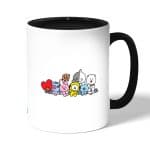 كوب قهوة بمقبض اسود بتصميم خط السعادة شخصيات BT21