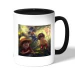 كوب قهوة بمقبض اسود بتصميم ذكريات الطفولة ون بيس