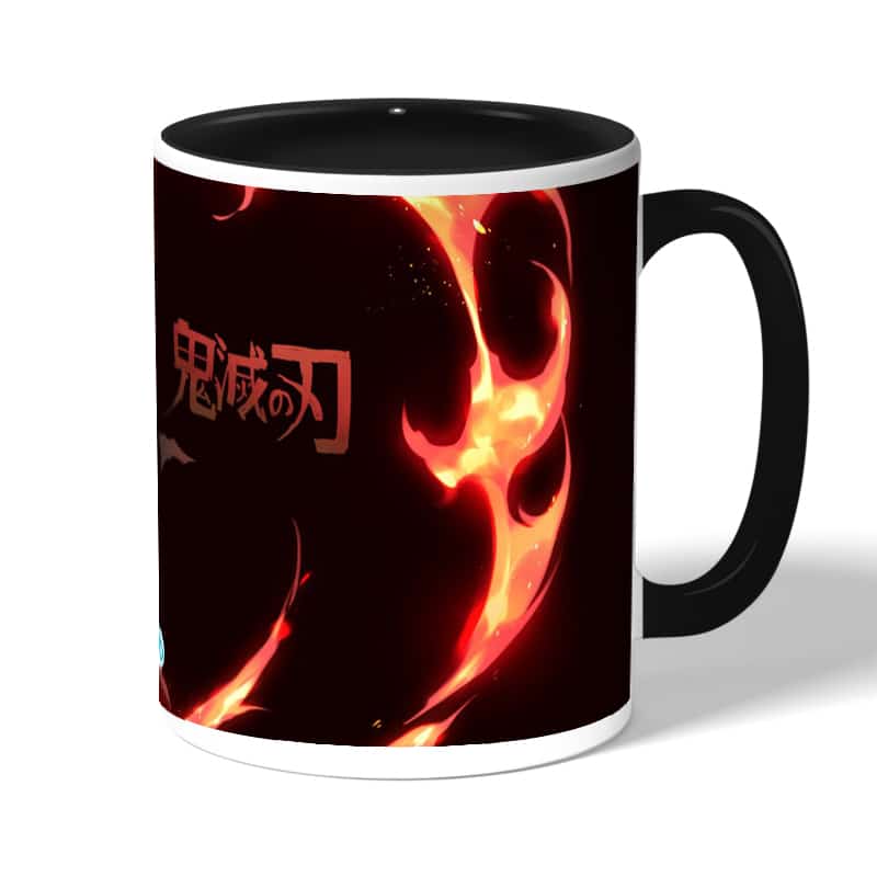 كوب قهوة بمقبض اسود بتصميم رقصة الهينوكامي غاكورا كوب قهوة بمقبض اسود بتصميم رقصة الهينوكامي غاكورا