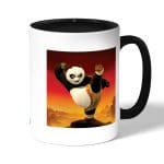 كوب قهوة بمقبض اسود بتصميم ركله كونغ فو باندا