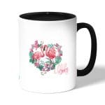 كوب قهوة بمقبض اسود بتصميم زوجين الحب فلامنغو