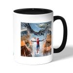 كوب قهوة بمقبض اسود بتصميم سبايدر مان ايرون مان