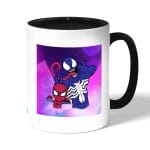 كوب قهوة بمقبض اسود بتصميم  سبيدر مان رسم