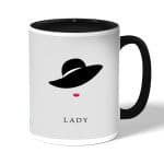 كوب قهوة بمقبض اسود بتصميم سيدة