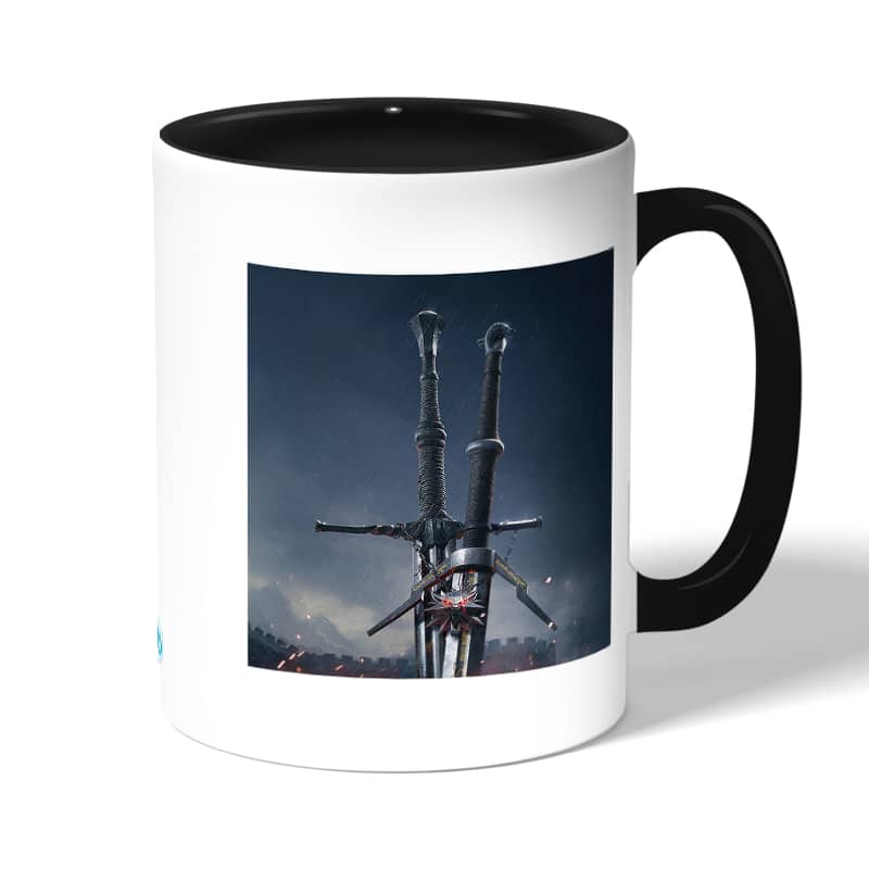 كوب قهوة بمقبض اسود بتصميم سيف فضي أفعواني من ذا ويتشر 3 وايلد هانت كوب قهوة بمقبض اسود بتصميم سيف فضي أفعواني من ذا ويتشر 3 وايلد هانت