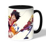 كوب قهوة بمقبض اسود بتصميم ضربه القبضه كل الانميات