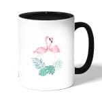 كوب قهوة بمقبض اسود بتصميم طائر الفلامنجو