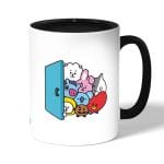 كوب قهوة بمقبض اسود بتصميم عائلة بانقتان شخصيات BTS