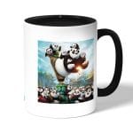 كوب قهوة بمقبض اسود بتصميم عائلة كونغ فو باندا