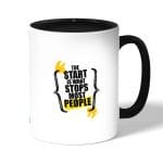 كوب قهوة بمقبض اسود بتصميم عبارات انجليزية