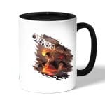 كوب قهوة بمقبض اسود بتصميم قتال اللحيه البيضاء ون بيس