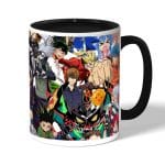 كوب قهوة بمقبض اسود بتصميم قتال كل الانميات