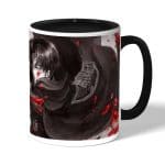 كوب قهوة بمقبض اسود بتصميم قتال ليفاي هجوم العمالقة