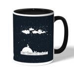 كوب قهوة بمقبض اسود بتصميم قمر والنجوم