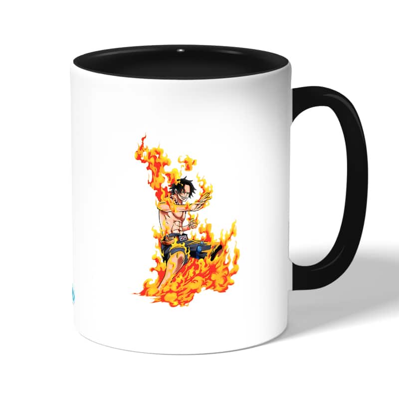 كوب قهوة بمقبض اسود بتصميم قوة إيس من ون بيس كوب قهوة بمقبض اسود بتصميم قوة إيس من ون بيس