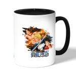 كوب قهوة بمقبض اسود بتصميم قوة الثلاثة أشقاء ون بيس