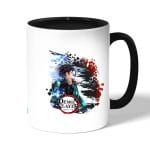 كوب قهوة بمقبض اسود بتصميم قوة تنفس الماء قاتل الشياطين